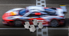 A graphic of the PPV Series by RUBYCON and a race car.