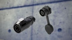 Two waterproof circular connectors for outdoor applications.